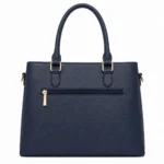 Totiva Leather Top Handle Handbag with Shoulder Strap Dark Blue - Image 2