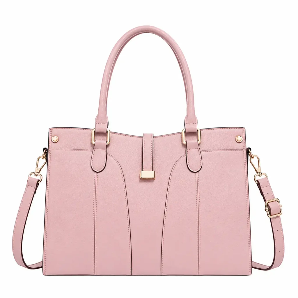 totiva leather top handle handbag with shoulder strap pink