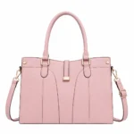Totiva Leather Top Handle Handbag with Shoulder Strap Pink
