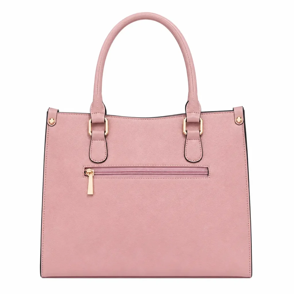 totiva leather top handle handbag with shoulder strap pink1