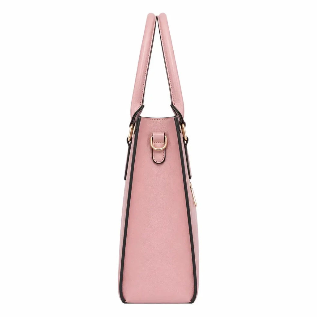 totiva leather top handle handbag with shoulder strap pink2