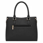 Totiva Leather Top Handle Handbag with Shoulder Strap Black - Image 2