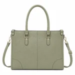 Totiva Leather Top Handle Tote Handbag with Shoulder Strap Olive Green