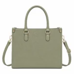 Totiva Leather Top Handle Tote Handbag with Shoulder Strap Olive Green - Image 2