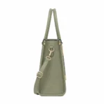 Totiva Leather Top Handle Tote Handbag with Shoulder Strap Olive Green - Image 3