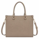 Totiva Leather Top Handle Tote Handbag with Shoulder Strap Taupe - Image 2