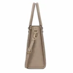 Totiva Leather Top Handle Tote Handbag with Shoulder Strap Taupe - Image 3