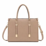 Totiva Women's Leather Top Handle Tote Handbag Taupe